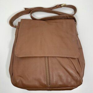 JP OURSE & CIE Geneve Pebbled Cognac Leather Oversized Shoulder Bag Travel Tote
